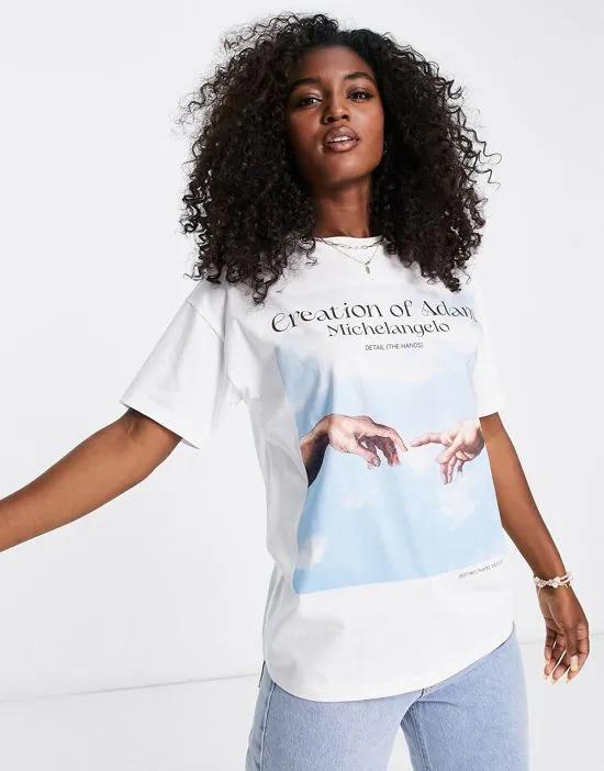 Michel Angelo oversized graphic t-shirt in white
