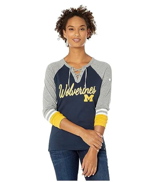 Michigan Wolverines Fast Break Lace-Up Long Sleeve Tee