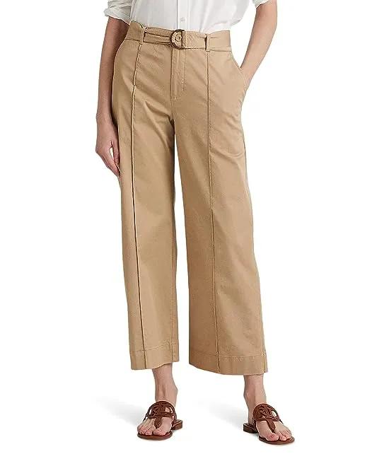 Micro-Sanded Twill Belted Wide-Leg Pants