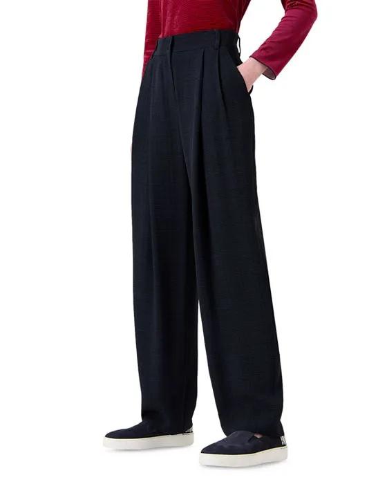 Microcheck Pleated Trousers