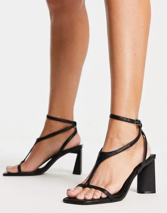 mid heel t-bar sandal in black
