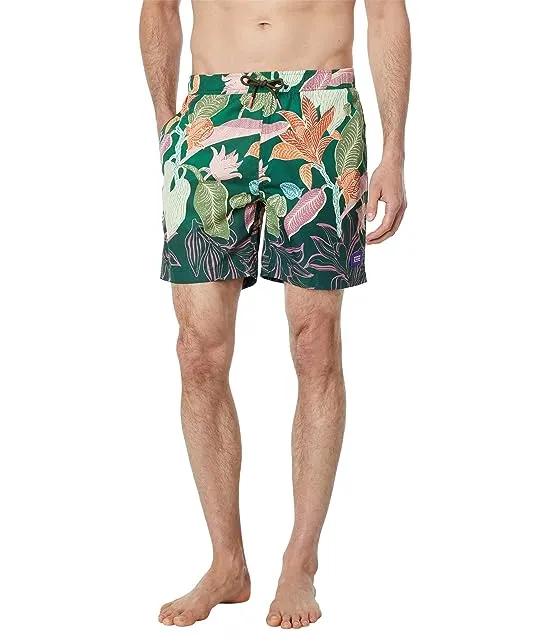 Mid Length Printed Swim Shorts in Recycled Polyester
