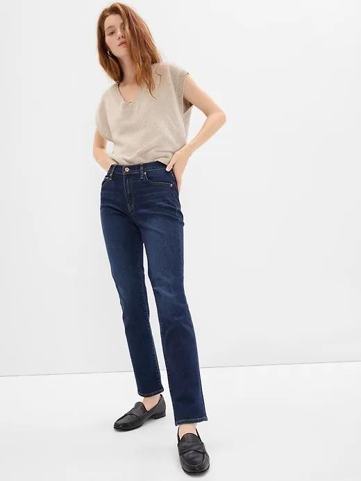 Mid Rise Classic Straight Jeans with Washwell