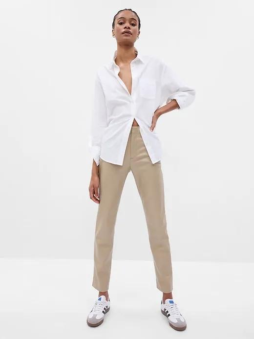 Mid Rise Faux-Leather Downtown Trousers