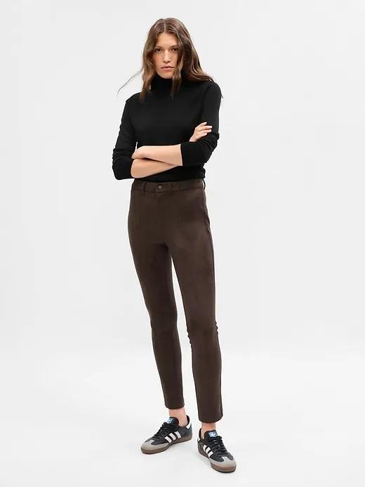 Mid Rise Faux-Suede Skinny Pants