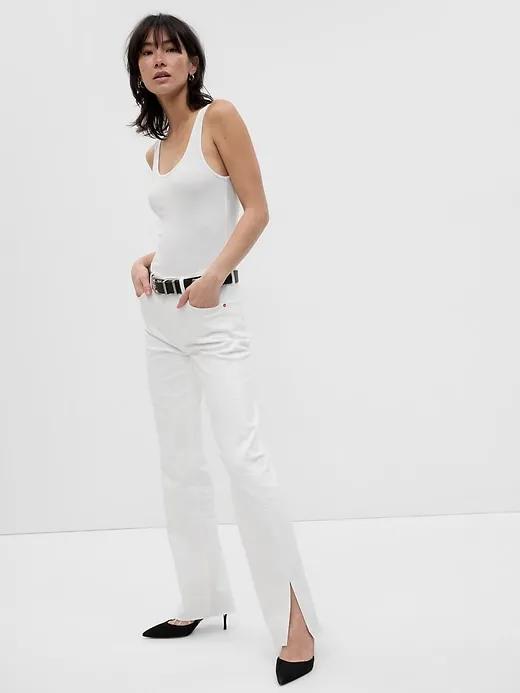 Mid Rise Split-Hem '90s Loose Jeans with Washwell