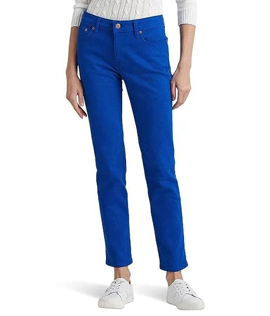 Mid-Rise Straight Ankle Jeans in Blue Saturn Wash