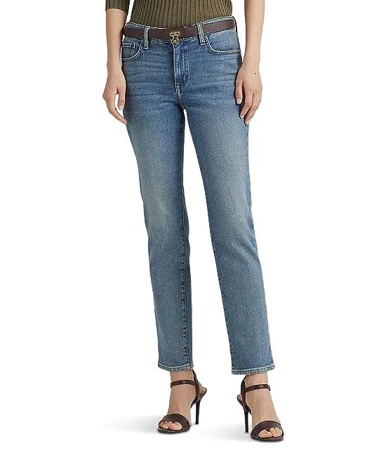 Mid-Rise Straight Ankle Jeans in Sophie Wash
