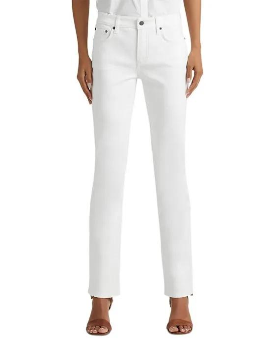 Mid Rise Straight Leg Jeans in White