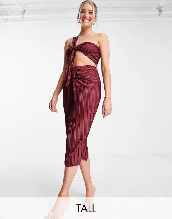 midi skirt with ruched front in plum - part of a set