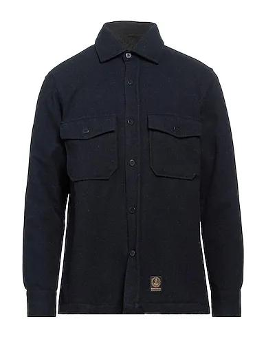 Midnight blue Boiled wool Solid color shirt