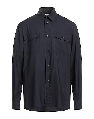 Midnight blue Cool wool Solid color shirt