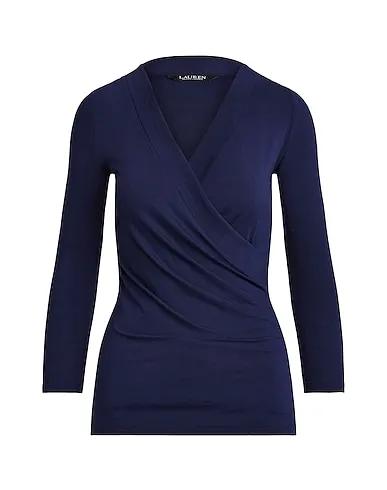 Midnight blue Jersey T-shirt WRAP-STYLE JERSEY TOP