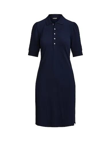 Midnight blue Piqué Office dress COLLARED SHIFT DRESS
