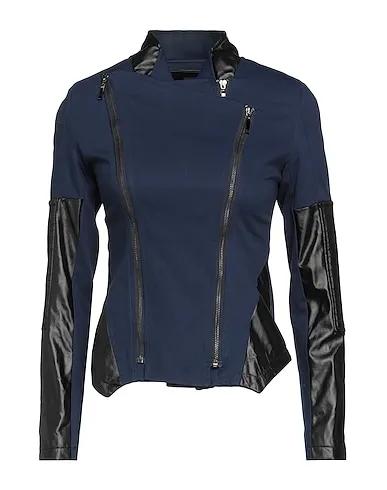 Midnight blue Plain weave Biker jacket