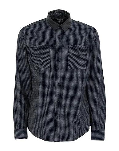 Midnight blue Plain weave Checked shirt