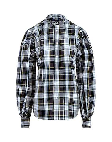 Midnight blue Poplin Checked shirt COTTON PLAID SHIRT