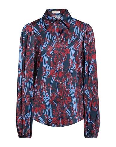 Midnight blue Satin Floral shirts & blouses