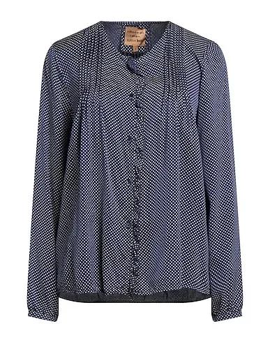 Midnight blue Satin Patterned shirts & blouses