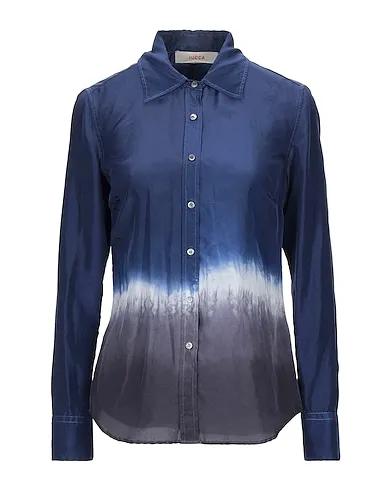Midnight blue Satin Patterned shirts & blouses