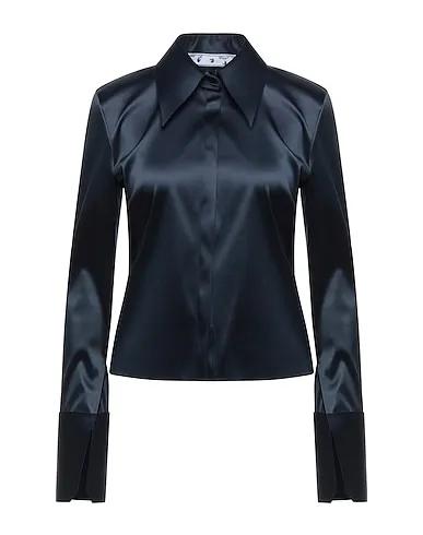 Midnight blue Satin Solid color shirts & blouses