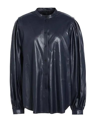 Midnight blue Solid color shirts & blouses FAUX LEATHER SHIRT
