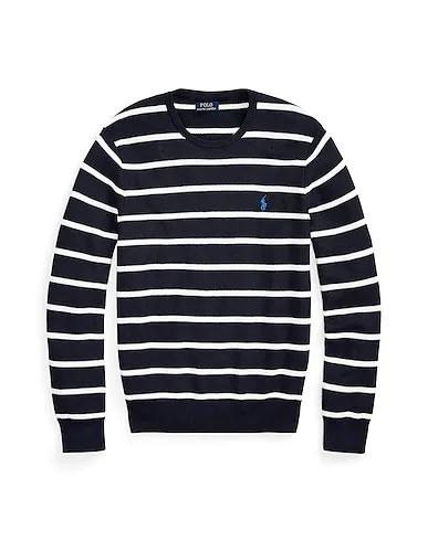 Midnight blue Sweater STRIPED MESH-KNIT COTTON SWEATER
