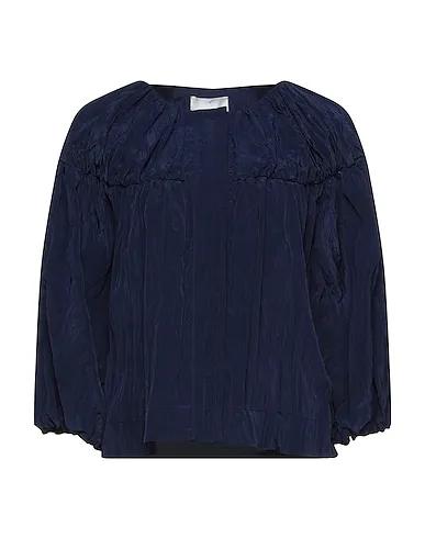 Midnight blue Taffeta Solid color shirts & blouses