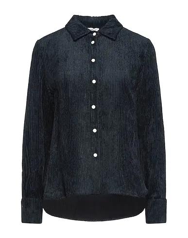Midnight blue Velvet Solid color shirts & blouses