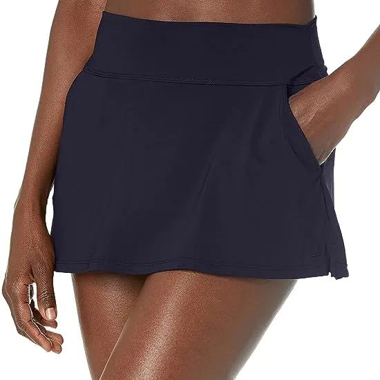 Midrise Core Solid Wide Waistband Swim Skirt