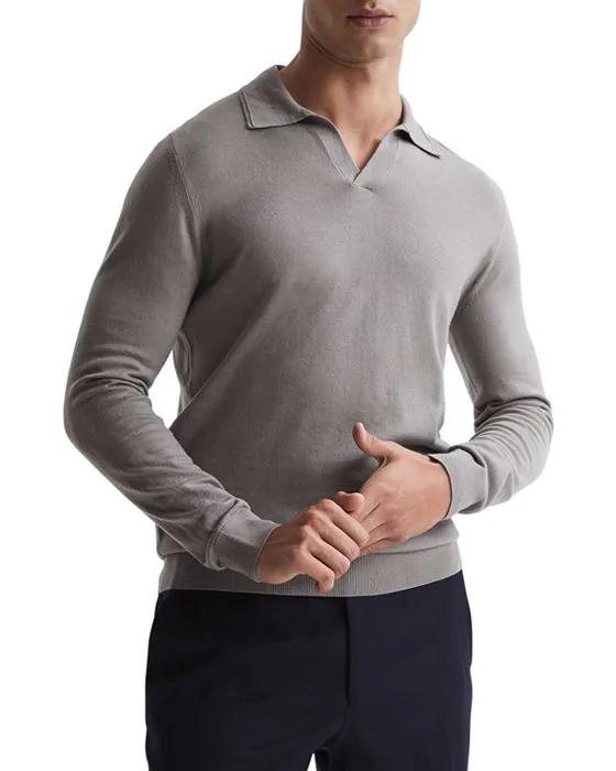 Milburn Slim Fit Open Collar Wool Polo Sweater