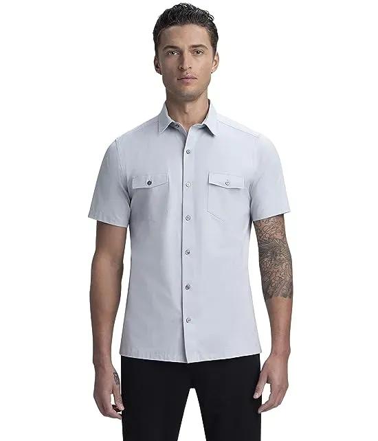Miles Short Sleeve Shirt in Solid Print Ooohcotton with Point Collar