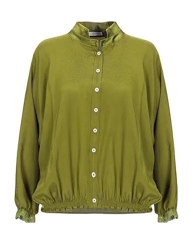 Military green Cady Solid color shirts & blouses