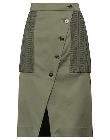Military green Canvas Midi skirt