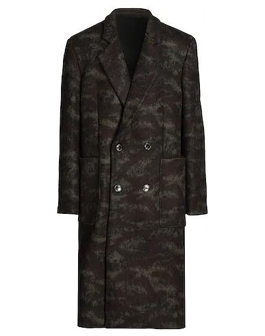 Military green Coat WOOL BLEND DOUBLE BREASTED LONG COAT
