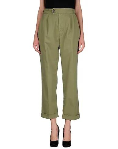 Military green Cotton twill Casual pants