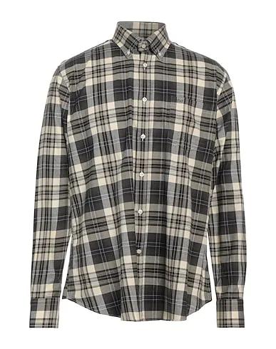 Military green Cotton twill Checked shirt