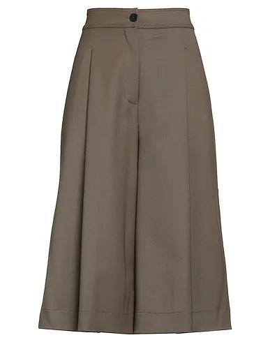 Military green Cotton twill Cropped pants & culottes