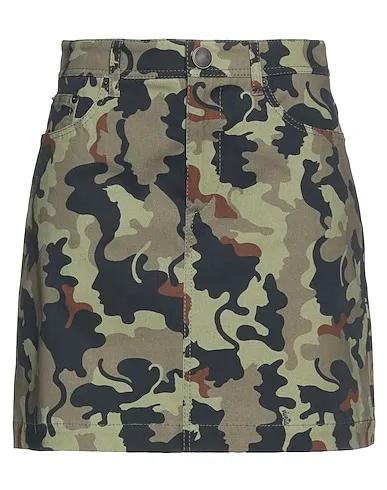 Military green Cotton twill Mini skirt