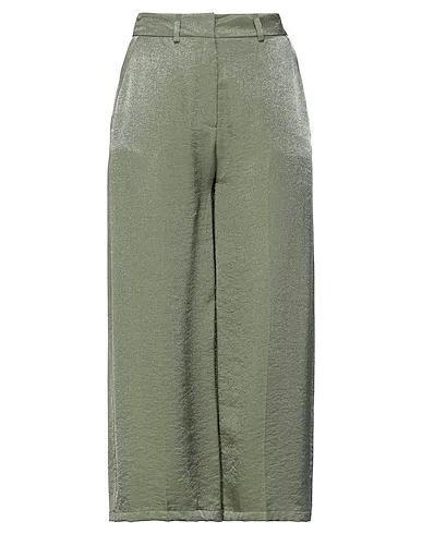 Military green Crêpe Cropped pants & culottes