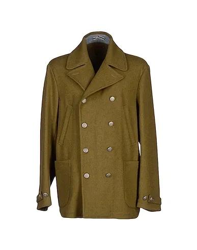 Military green Flannel Double breasted pea coat