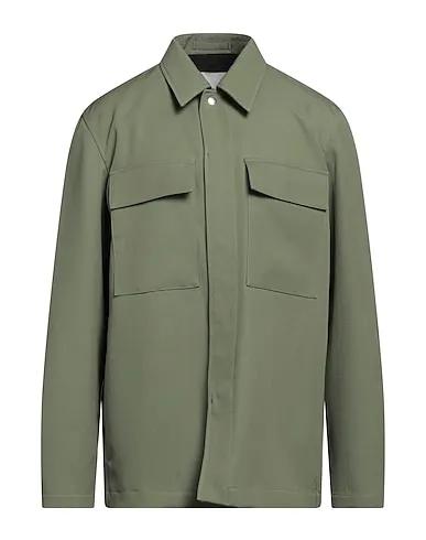 Military green Flannel Full-length jacket