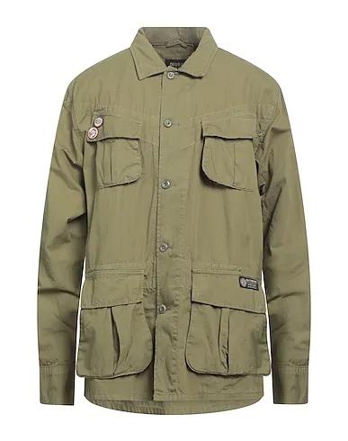 Military green Jacquard Solid color shirt