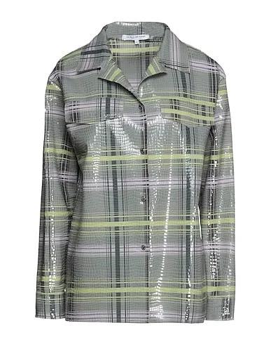 Military green Jersey Checked shirt