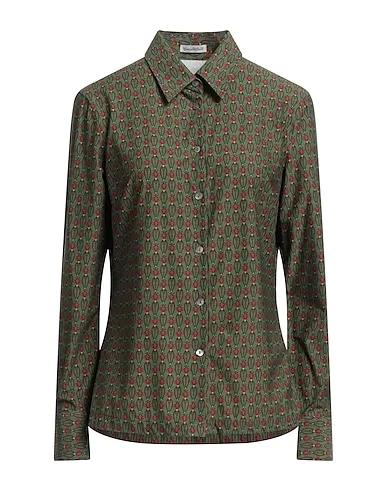 Military green Jersey Floral shirts & blouses