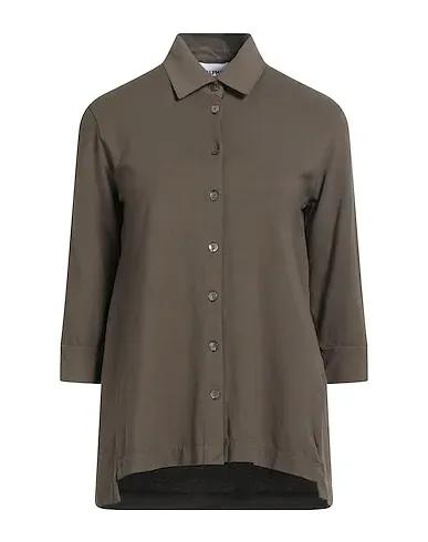 Military green Jersey Solid color shirts & blouses