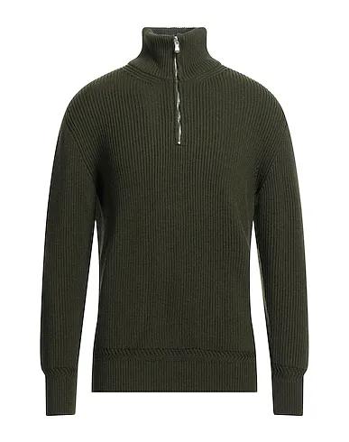 Military green Knitted Sweater with zip