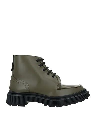 Military green Leather Ankle boot