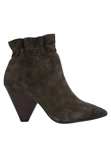 Military green Leather Ankle boot