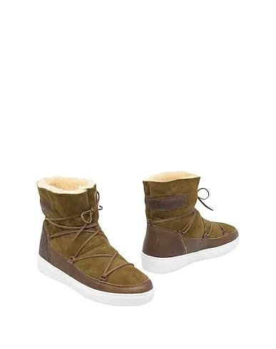 Military green Leather Ankle boot  PULSE LOW SHEARLING
